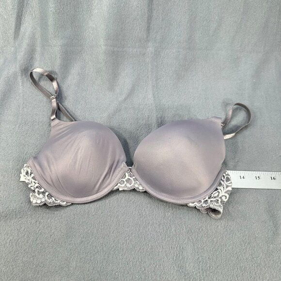 Maidenform Women's Size 34C Bra Pushup Lace Trim Underwire Gray New Without Tags - Picture 6 of 10